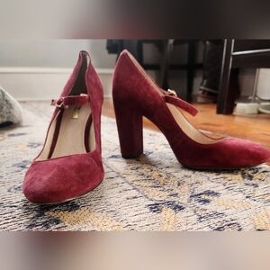 Loiuse Et Cie Elegant Burgundy Suede Block Heels Size 8